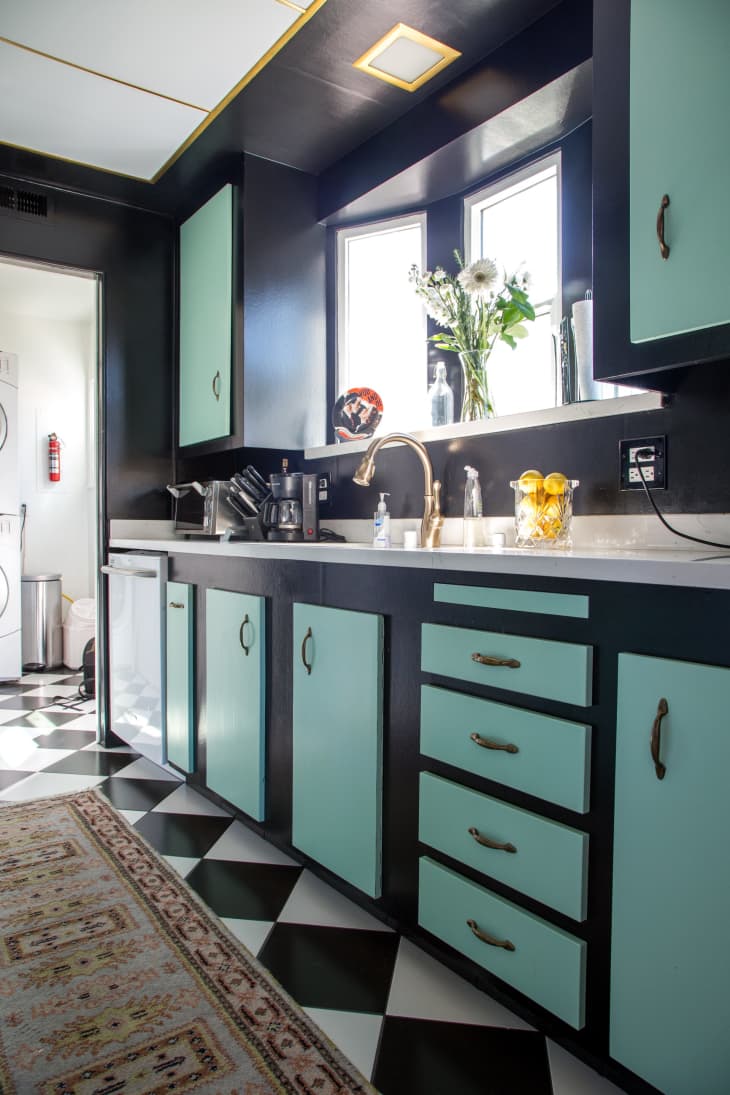 Unique Kitchen Color Combination Black Mint Green Apartment